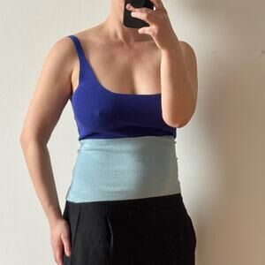 CATHERINE Knit Blue Color Block Tank Top